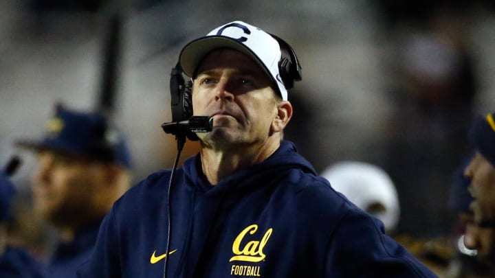 Cal head coach Justin Wilcox watches during the 2023 Independence Bowl