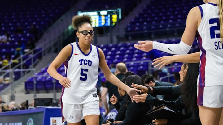 Olivia Miles heads to the bench in a TCU win over NC A&T on November 6, 2025.