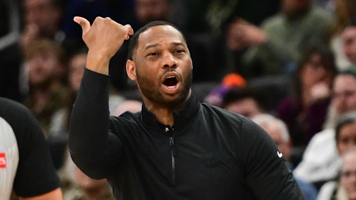 New Orleans Pelicans head coach Willie Green reacts in the second quarter against the Milwaukee Bucks.