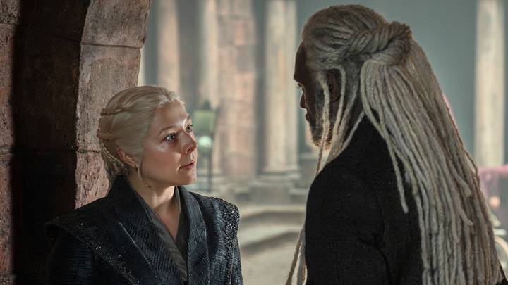 Rhaenyra Targaryen (Emma D’Arcy) and Corlys Velaryon (Steve Toussaint) in House of the Dragon season 3 episode 3 Rhaenyra Targaryen (Emma D’Arcy) and Corlys Velaryon (Steve Toussaint) in House of the Dragon season 3 episode 3
