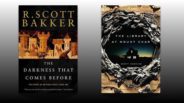 The Darkness That Comes Before by R. Scott Bakker. The Library at Mount Char by Scott Hawkins. The Darkness That Comes Before by R. Scott Bakker. The Library at Mount Char by Scott Hawkins.