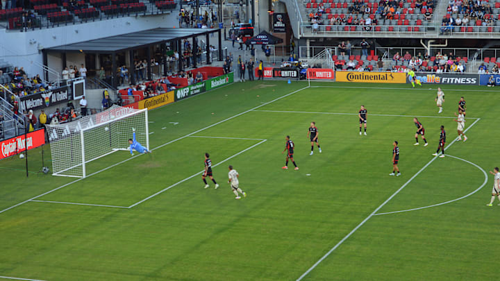 Catching players in Washington D.C.'s Audi Field in action. 