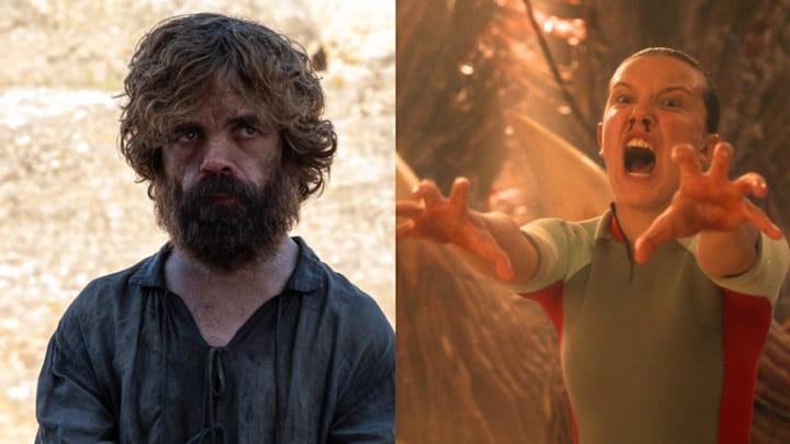 Peter Dinklage as Tyrion Lannister in ‘Game of Thrones’ and Millie Bobby Brown as Eleven in ‘Stranger Things.’