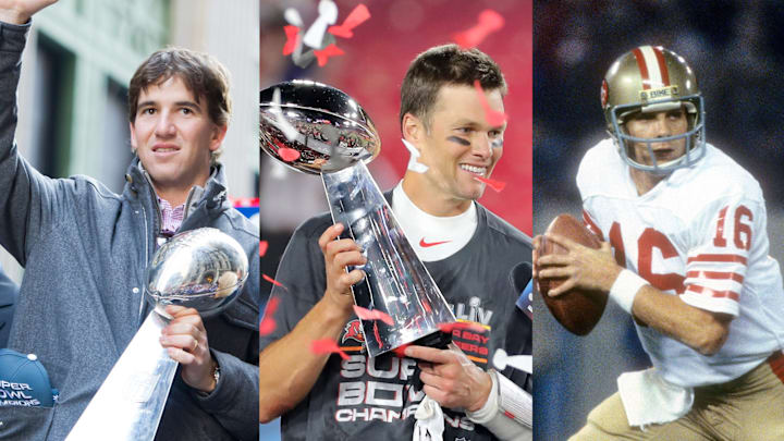 Eli Manning, Tom Brady, Joe Montana