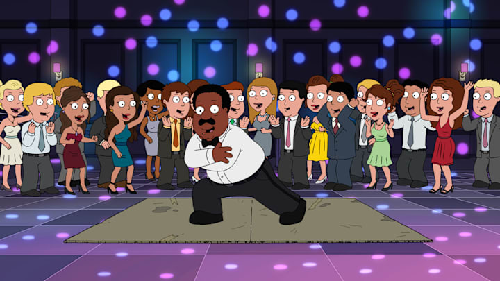 FAMILY GUY: The guys volunteer to chaperone the high school prom, Quagmire hits it off with Courtney (guest voice Mandy Moore) only to discover that she is his daughter. To his and the gangs surprise, Quagmire makes a serious effort to embrace parenting Courtney, joining Peter and Meg on an ill-fated father-daughter camping trip in the all-new No Giggity, No Doubt episode of FAMILY GUY airing Sunday, March 10 (9:00-9:30 PM ET/PT) on FOX. FAMILY GUY  and © 2019 TCFFC ALL RIGHTS RESERVED. CR: