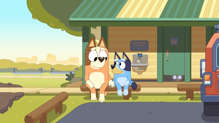 "The Sign" Image from Bluey. Image Credit to Ludo Studio. 