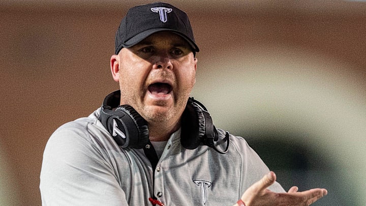 Troy head coach Chip Lindsey against Appalachian State in first half action on the Troy campus in Troy, Ala., on Friday, November 29, 2019. 
