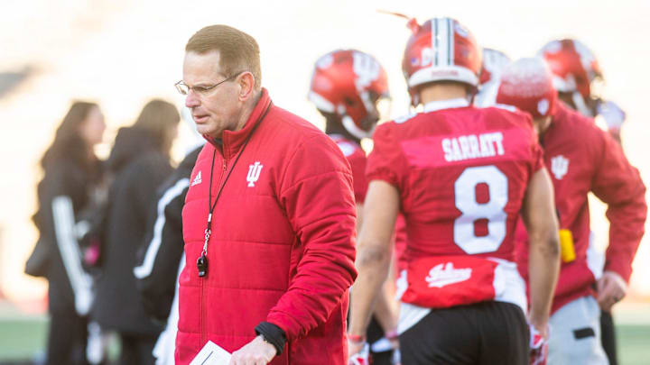 Indiana Head Coach Curt Cignetti during Indiana football spring practice at Memorial Stadium on