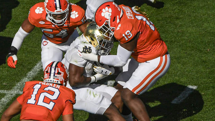 Former Notre Dame RB Audric Estime gains NFL Draft attention for his ability to power through heavy defensive fronts, impressing analysts