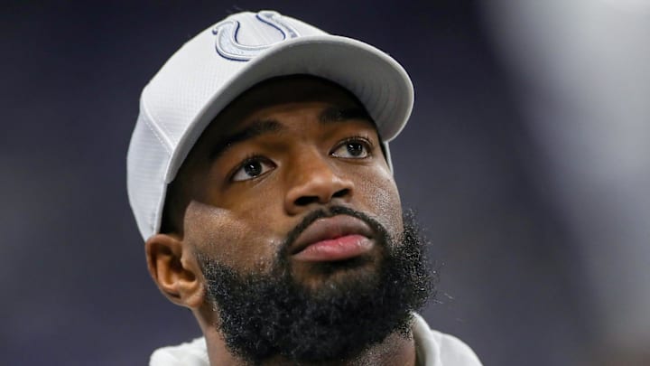 Former Indianapolis Colts quarterback Jacoby Brissett on the sidelines
