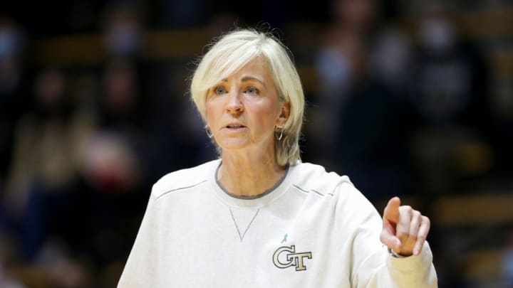 Georgia Tech head coach Nell Fortner during the first quarter of an NCAA women's basketball game, Wednesday, Dec. 1, 2021 at Mackey Arena in West Lafayette.

Bkw Purdue Vs Georgia Tech