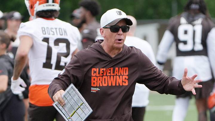 Browns Head Coach Todd Monken gestures as he watches the first day of minicamp at CrossCountry Mortgage Campus of the Cleveland Browns in Berea, Ohio on June 9, 2026. Browns Head Coach Todd Monken gestures as he watches the first day of minicamp at CrossCountry Mortgage Campus of the Cleveland Browns in Berea, Ohio on June 9, 2026.
