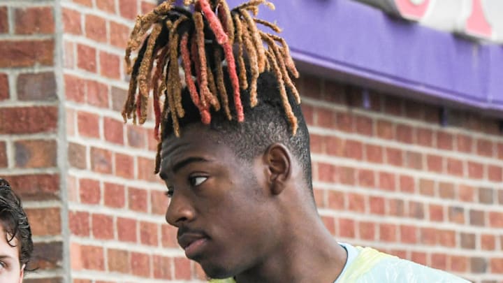 Cederian Morgan, Class of 2026 wide receiver of Benjamin Russell High School in Alexander City, Alabama, arrives at the 2024 Dabo Swinney Football Camp in Clemson in Clemson June 5, 2024. Morgan, 38th overall ranked in the ESPN300 2026 recruiting ranking list, announced on social media X (formerly known as Twitter) Clemson offered him June 5, 2024.