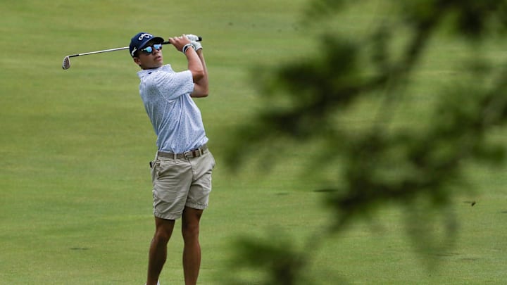 Jackson Buchanan works through hole 9 during round one of the Dye Junior Invitational on Monday, June 7, 2021, at Crooked Stick Golf Club in Carmel.

Pete And Alice Dye Junior Invitational At Crooked Stick Golf Club In Carmel Ind June 7 2021