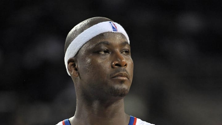 October 13, 2012; Atlantic City, NJ, USA; Philadelphia 76ers center Kwame Brown (54) during a game against the Brooklyn Nets at the Atlantic City Convention Center. Mandatory Credit: Eric Hartline-Imagn Images