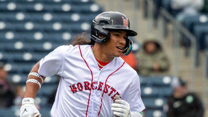 Worcester center fielder Jhostynxon Garcia runs the bases after hitting a first inning home run against the Durham Bulls May 23. Worcester center fielder Jhostynxon Garcia runs the bases after hitting a first inning home run against the Durham Bulls May 23.
