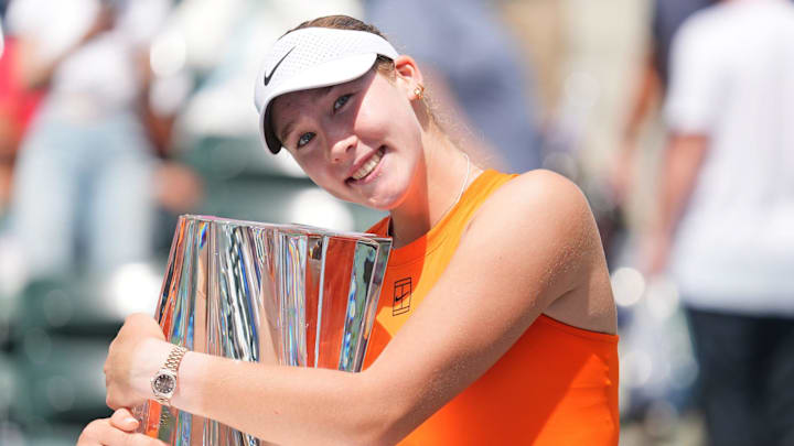 Mirra Andreeva defeated Aryna Sabalenka 2-6, 6-4, 6-3 to win the women's championship title of the BNP Paribas Open at the Indian Wells Tennis Garden in Indian Wells, Calif., on Sunday, March 16, 2025.