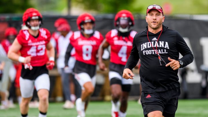 Defensive coordinator Chad Wilt leads the Hoosiers leads the Hoosiers to their next drill the first Defensive coordinator Chad Wilt leads the Hoosiers leads the Hoosiers to their next drill the first