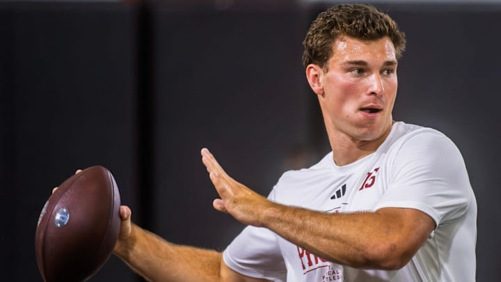 Fernando Mendoza impressed at Indiana’s Pro Day ahead of the 2026 NFL draft. 