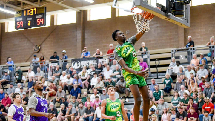 Team Faygo and Michigan State freshman Xavier Booker during the game against Team Nano Magic on Thursday, June 29, 2023, during the Moneyball Pro-Am at Holt High School. Team Faygo and Michigan State freshman Xavier Booker during the game against Team Nano Magic on Thursday, June 29, 2023, during the Moneyball Pro-Am at Holt High School.