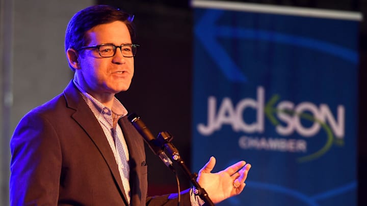 Mike Keith, voice of the Tennessee Titans, spoke to Forward Jackson2.0 investors and West Tennessee Titans season tick holders during an NFL Draft Preview event, Monday, April 15, at Hub City Brewing.

Js 0415 Titans 01