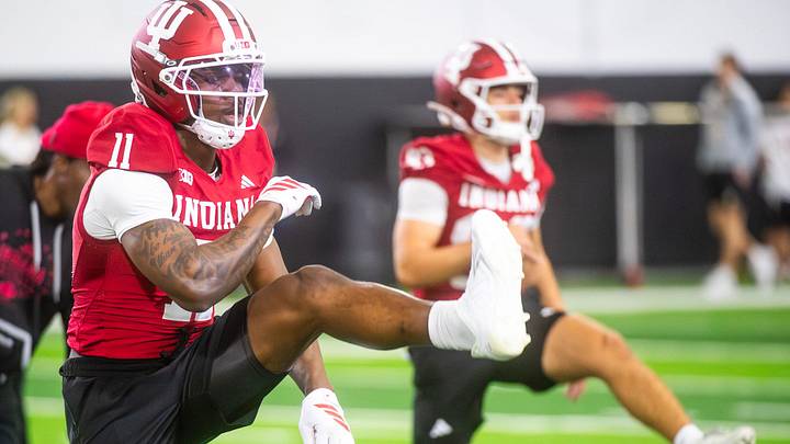 Indiana's Nick Marsh (11) during Indiana University spring football practice on Thursday, March 26, 2026.