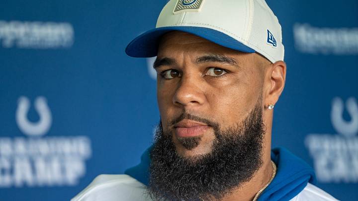 Indianapolis Colts wide receiver Keenan Allen speaks with the media