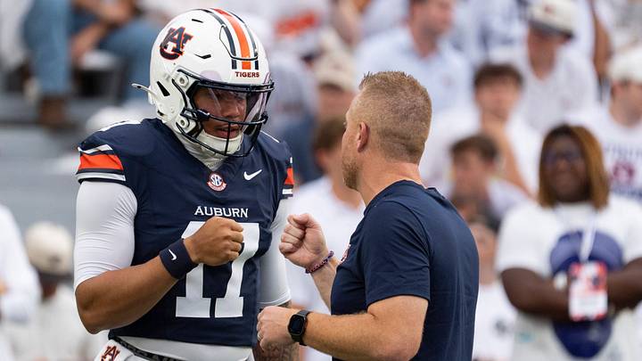Auburn Tigers quarterback Byrum Brown (17) and head coach Alex Golesh beat Florida last season when the two were at USF. Auburn Tigers quarterback Byrum Brown (17) and head coach Alex Golesh beat Florida last season when the two were at USF.
