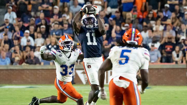 Auburn Tigers wide receiver Keshaun Singleton (11) catches a pass as Auburn Tigers take on Florida Gators at Jordan-Hare Stadium in Auburn, Ala. on Saturday, Sept. 19, 2026. Florida Gators defeated Auburn Tigers 44-39. Auburn Tigers wide receiver Keshaun Singleton (11) catches a pass as Auburn Tigers take on Florida Gators at Jordan-Hare Stadium in Auburn, Ala. on Saturday, Sept. 19, 2026. Florida Gators defeated Auburn Tigers 44-39.