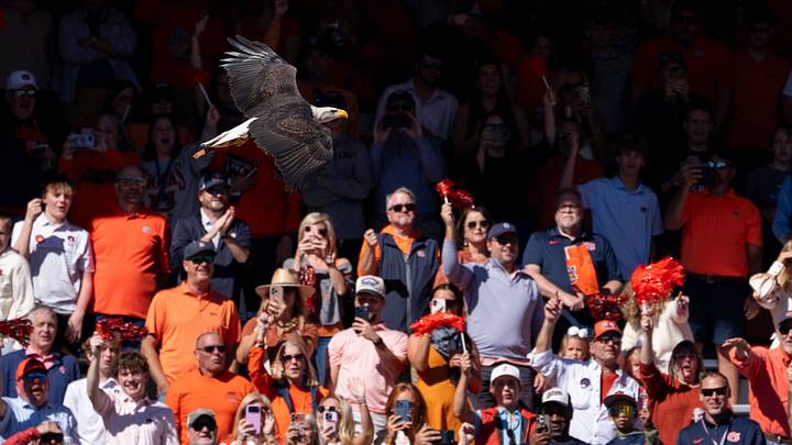 Auburn bald eagle Independence flies before the game as Auburn Tigers take on LSU Tigers at Jordan-Hare Stadium in Auburn, Ala. on Saturday, Oct. 24, 2026. LSU Tigers defeated Auburn Tigers 38-17. Auburn bald eagle Independence flies before the game as Auburn Tigers take on LSU Tigers at Jordan-Hare Stadium in Auburn, Ala. on Saturday, Oct. 24, 2026. LSU Tigers defeated Auburn Tigers 38-17.