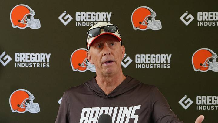Browns coach Todd Monken speaks during a press availability before Browns training camp at CrossCountry Mortgage Campus of the Cleveland Browns in Berea, Ohio on June 9, 2026. on July, 31, 2026. Browns coach Todd Monken speaks during a press availability before Browns training camp at CrossCountry Mortgage Campus of the Cleveland Browns in Berea, Ohio on June 9, 2026. on July, 31, 2026.