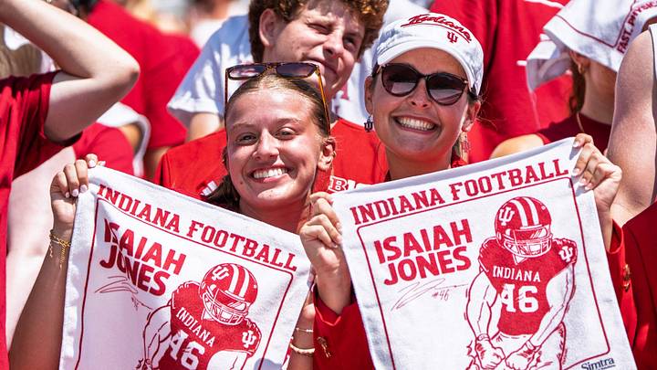 Indiana fans hold up this week's towel during the Indiana versus North Texas football game at Memorial Stadium on Saturday, Sept. 5, 2026.