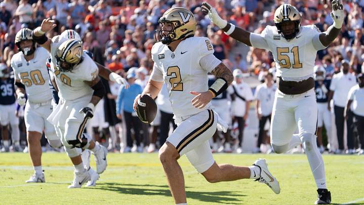 Vanderbilt Commodores quarterback Jared Curtis (2) runs the ball as Auburn Tigers take on Vanderbilt Commodores at Jordan-Hare Stadium in Auburn, Ala. on Saturday, Sept. 26, 2026. Auburn Tigers defeated Vanderbilt Commodores 21-15. Vanderbilt Commodores quarterback Jared Curtis (2) runs the ball as Auburn Tigers take on Vanderbilt Commodores at Jordan-Hare Stadium in Auburn, Ala. on Saturday, Sept. 26, 2026. Auburn Tigers defeated Vanderbilt Commodores 21-15.