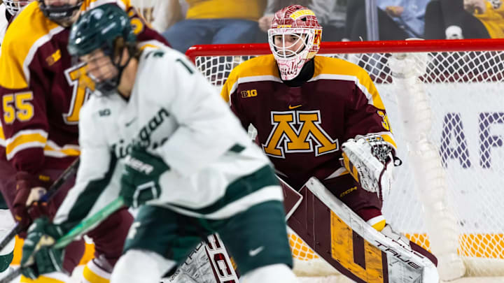 Michigan State versus Minnesota in men's hockey earlier this season. Michigan State versus Minnesota in men's hockey earlier this season.