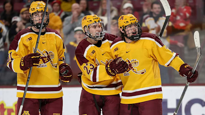 Minnesota celebrates during Saturday's win over Ohio State