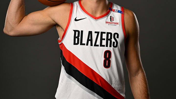 Sep 30, 2024; Portland, Oregon, USA; Portland Trail Blazers forward Deni Avdija (8). Mandatory Credit: Troy Wayrynen-Imagn Images