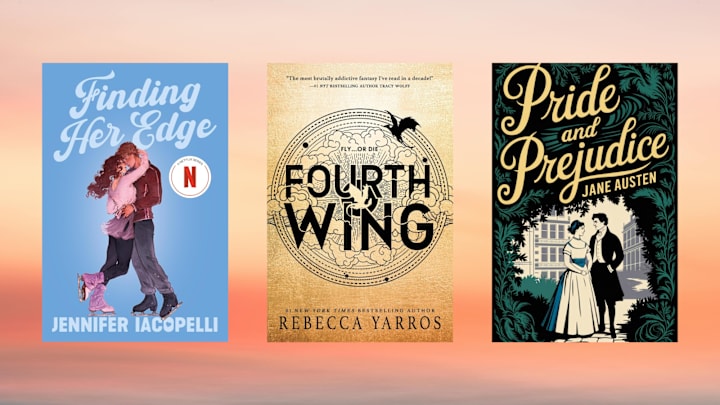 'Finding Her Edge' by Jennifer Iacopelli, 'Fourth Wing' by Rebecca Yarros, and 'Pride and Prejudice' by Jane Austen 'Finding Her Edge' by Jennifer Iacopelli, 'Fourth Wing' by Rebecca Yarros, and 'Pride and Prejudice' by Jane Austen