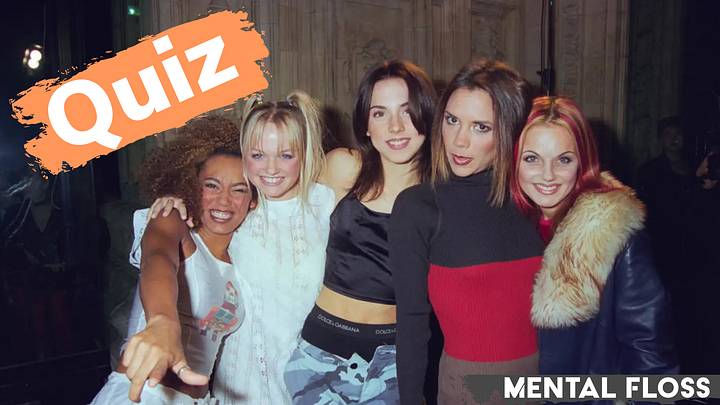 The Spice Girls with "Quiz" label above them