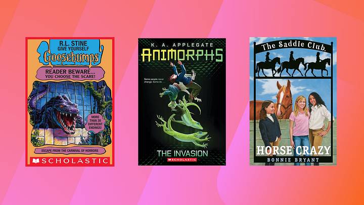 Covers of R.L. Stine Goosebumps, Animorphs, The Saddle Club books