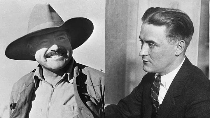 Ernest Hemingway and F. Scott Fitzgerald, side by side photos Ernest Hemingway and F. Scott Fitzgerald, side by side photos