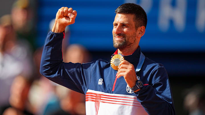 Novak Djokovic defeated Carlos Alcaraz to win gold at the 2024 Paris Olympics. Novak Djokovic defeated Carlos Alcaraz to win gold at the 2024 Paris Olympics.