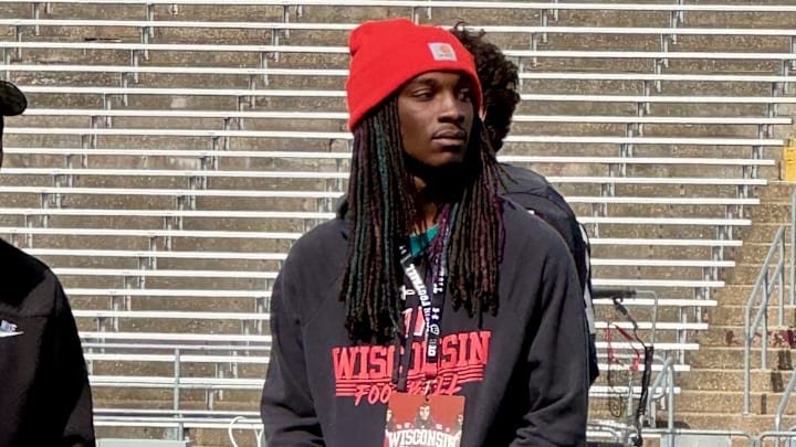 3-star 2026 defensive back Messiah Tilson watched Wisconsin football's April 24 spring practice inside Camp Randall Stadium.