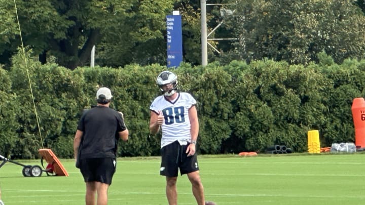 Eagles TE Dallas Goedert returned to practice on Sunday, Sept. 1, 2024. Eagles TE Dallas Goedert returned to practice on Sunday, Sept. 1, 2024.