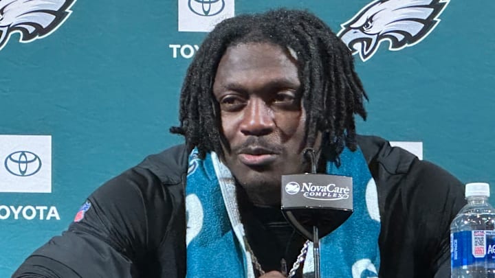 Eagles WR A.J. Brown speaks to reporters on May 20, 2025. Eagles WR A.J. Brown speaks to reporters on May 20, 2025.