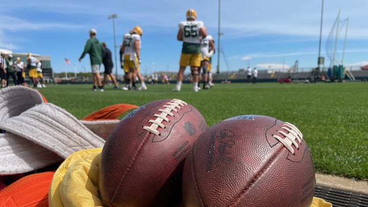 A general view of Green Bay Packers practice.