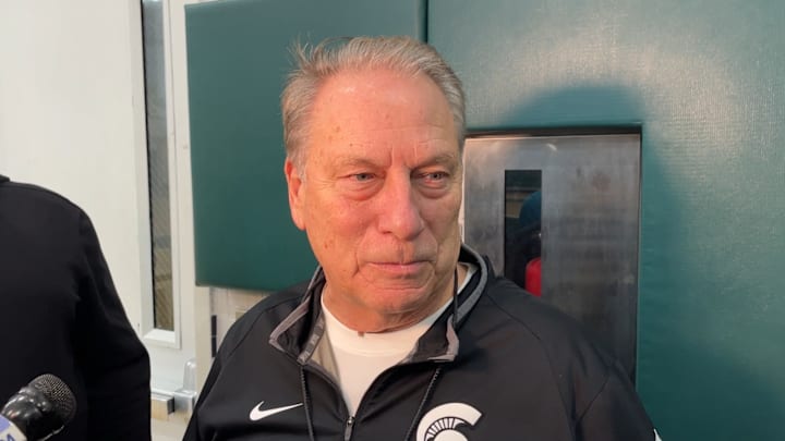 Michigan State's Tom Izzo speaks to the media following a Wednesday, Dec. 31, 2025, practice in preparation for a game against Nebraska.