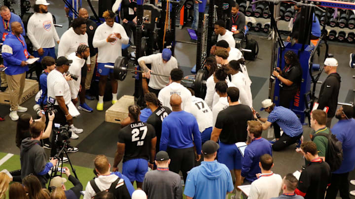 The Florida Gators held its annual Pro Day on Thursday inside the program's indoor practice facility.