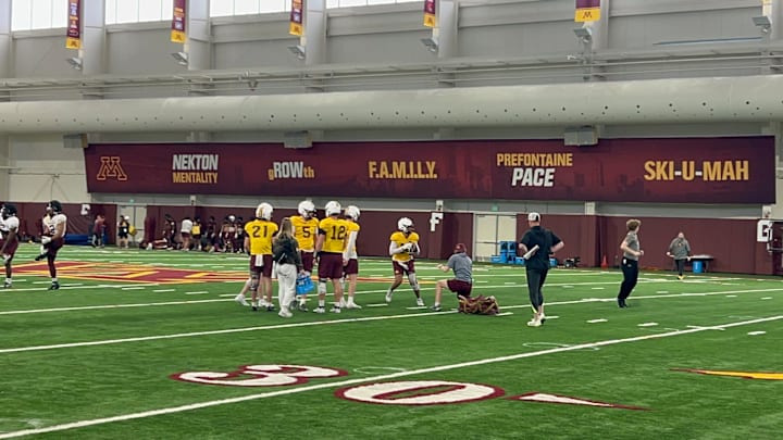 The Gophers' 2025-26 QB room at March 25 Spring Practice The Gophers' 2025-26 QB room at March 25 Spring Practice