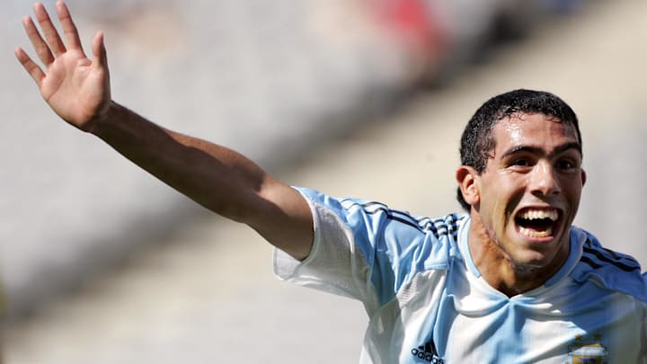 Argentine's Carlos Tevez celebrates afte