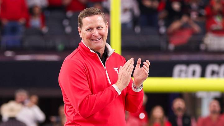 Texas Tech director of athletics Kirby Hocutt looks on during the team trophy celebration after the Big 12 Conference championship football game, Saturday, Nov. 6, 2025, at AT&T Stadium in Arlington. Texas Tech director of athletics Kirby Hocutt looks on during the team trophy celebration after the Big 12 Conference championship football game, Saturday, Nov. 6, 2025, at AT&T Stadium in Arlington.